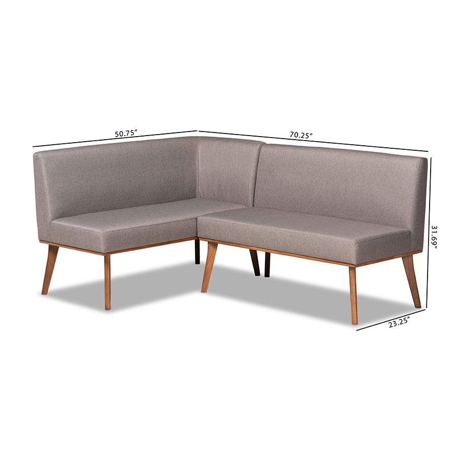 Walnut Brown Finished 2-Piece Wood Dining Nook Banquette Set. Picture 8
