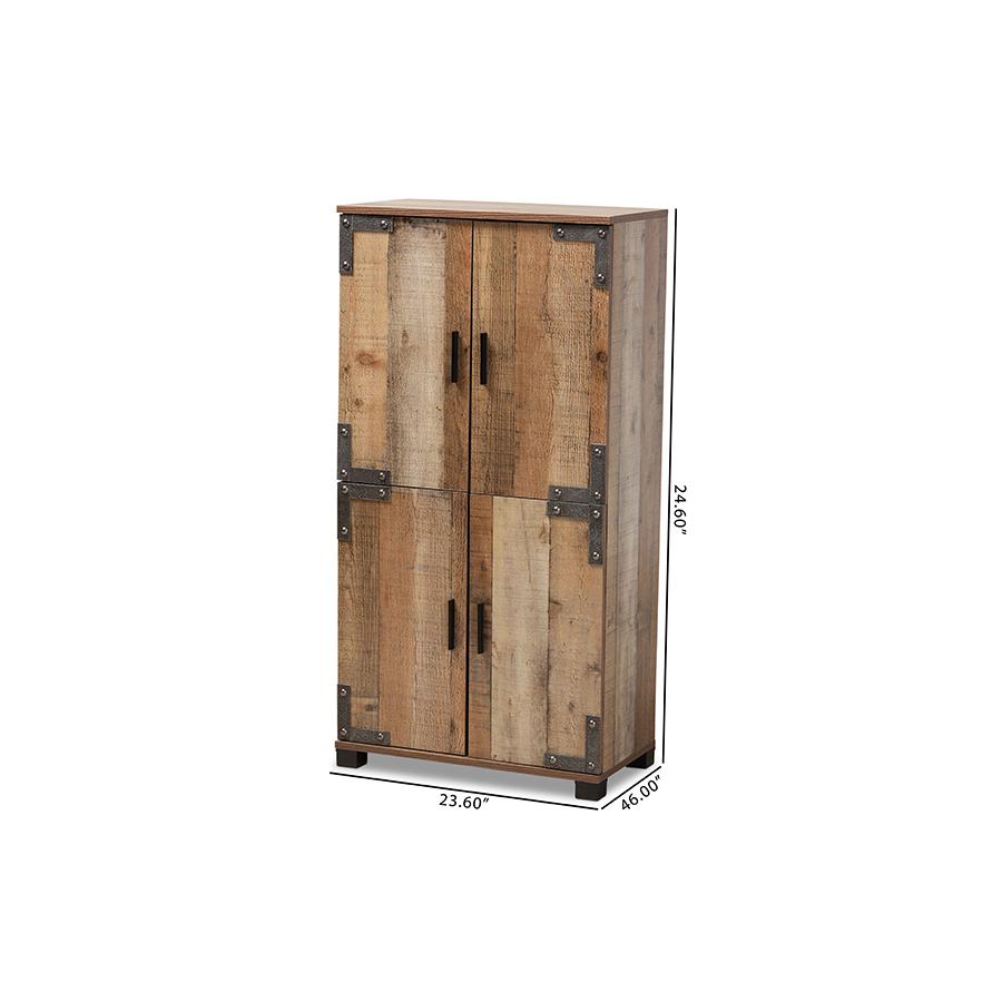 Farmhouse Rustic Finished Wood 4-Door Shoe Cabinet. Picture 10