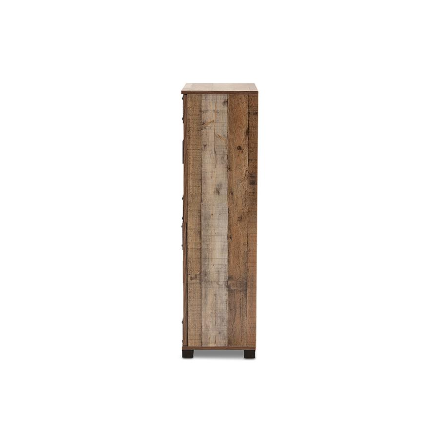 Farmhouse Rustic Finished Wood 4-Door Shoe Cabinet. Picture 4