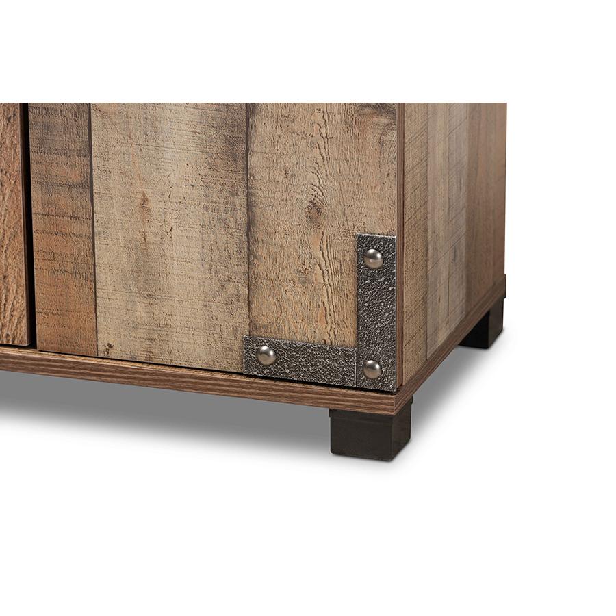 Farmhouse Rustic Finished Wood 4-Door Shoe Cabinet. Picture 6