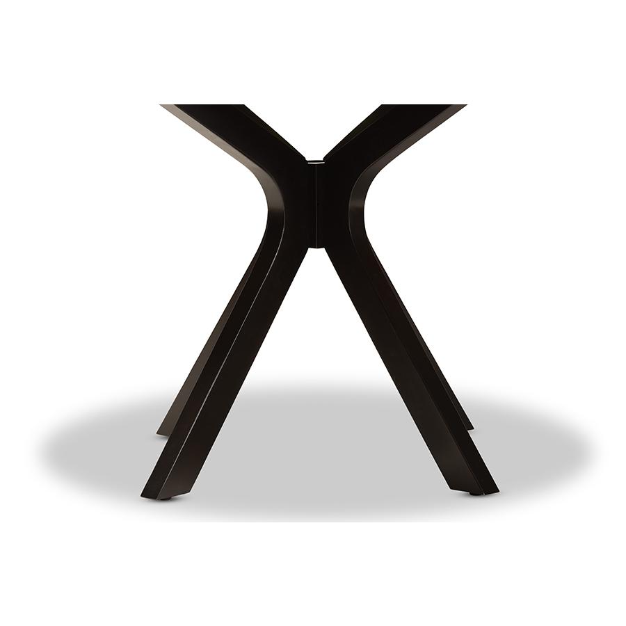 Dark Brown Finished 45-Inch-Wide Round Wood Dining Table. Picture 4