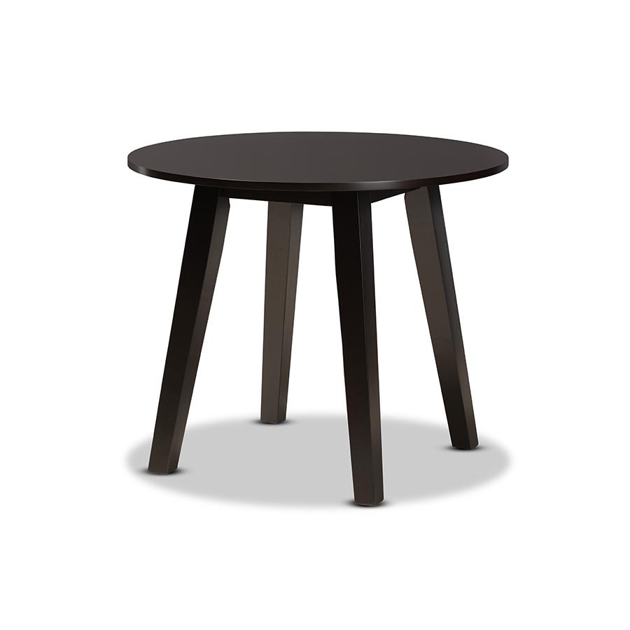 Dark Brown Finished 35-Inch-Wide Round Wood Dining Table. Picture 1