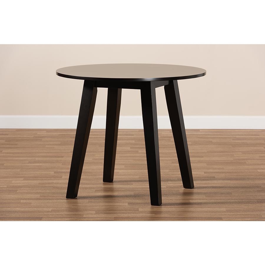 Dark Brown Finished 35-Inch-Wide Round Wood Dining Table. Picture 6