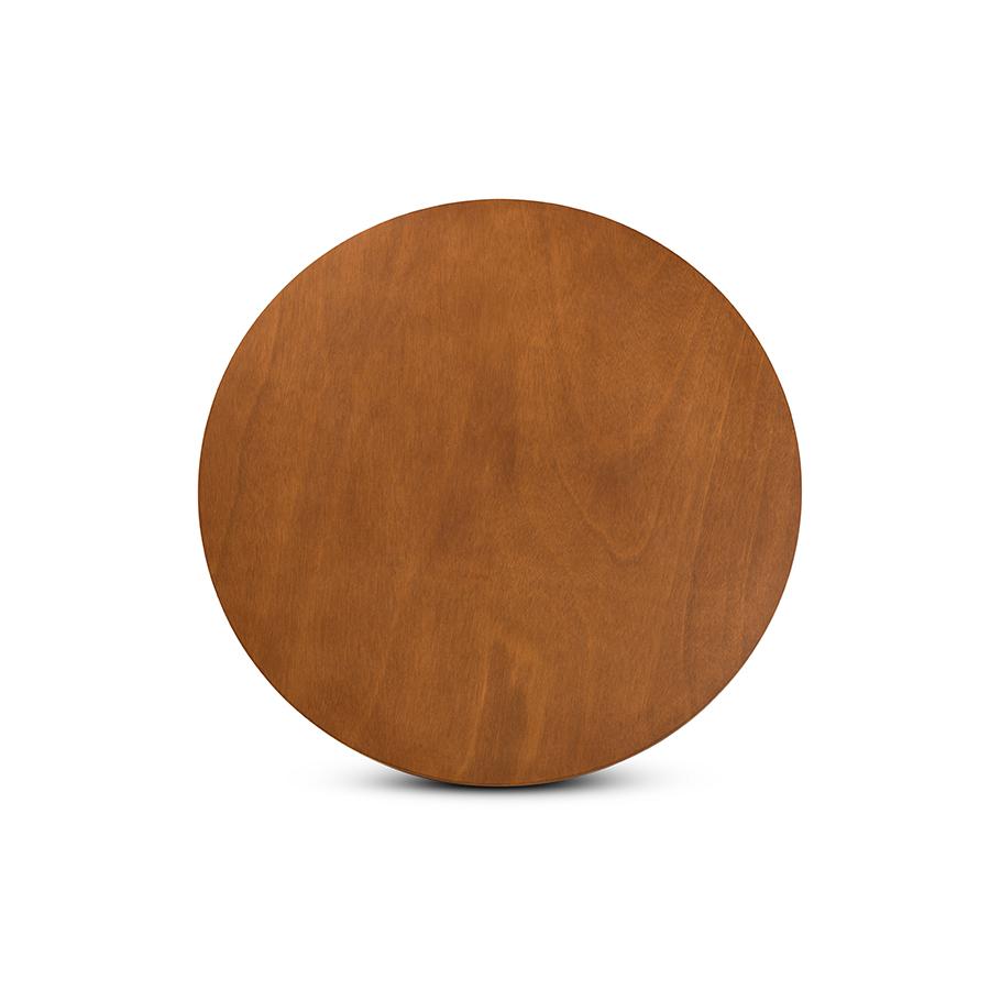 Walnut Brown Finished 35-Inch-Wide Round Wood Dining Table. Picture 3
