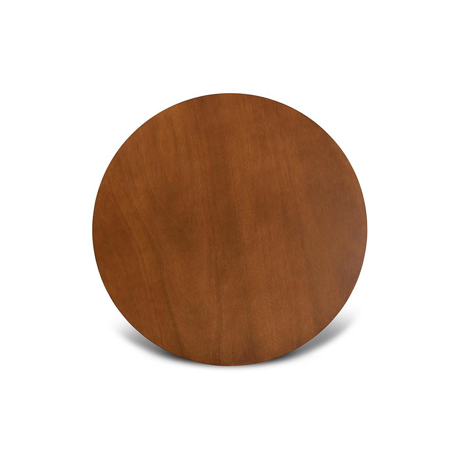 Walnut Brown Finished 35-Inch-Wide Round Wood Dining Table. Picture 3