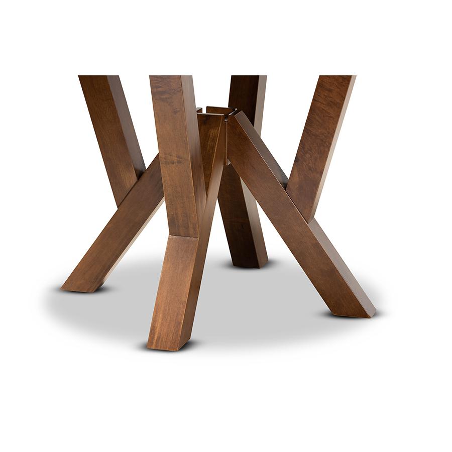 Walnut Brown Finished 35-Inch-Wide Round Wood Dining Table. Picture 4