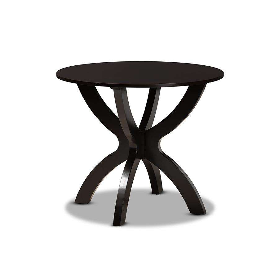 Dark Brown Finished 35-Inch-Wide Round Wood Dining Table. Picture 1