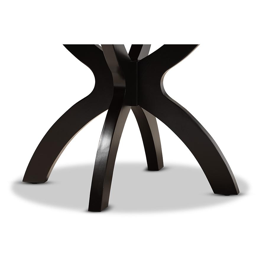 Dark Brown Finished 35-Inch-Wide Round Wood Dining Table. Picture 4