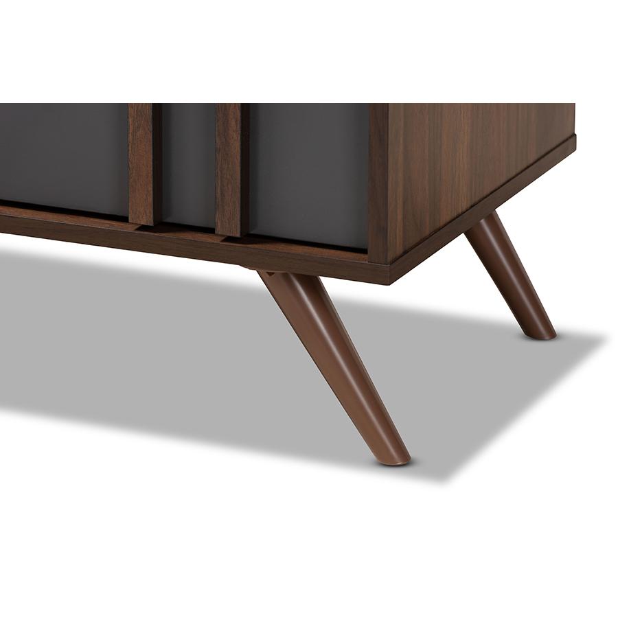 Two-Tone Grey and Walnut Finished Wood 6-Drawer Bedroom Dresser. Picture 6