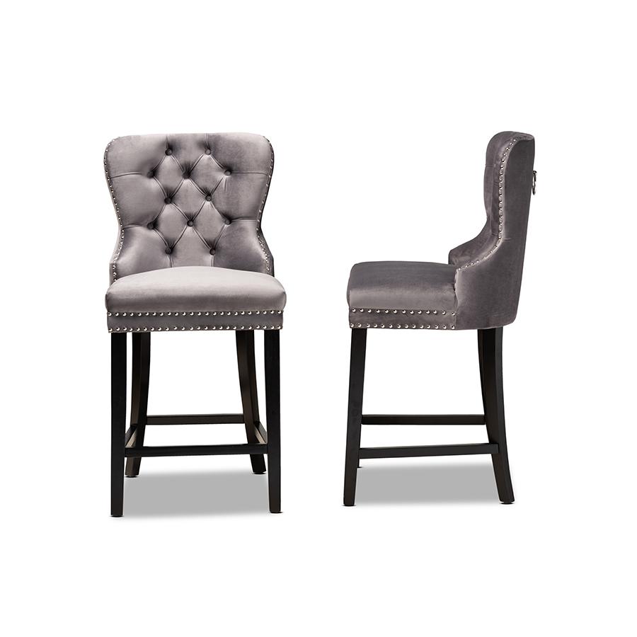 Dark Brown Finished Wood 2-Piece Counter Stool Set. Picture 3