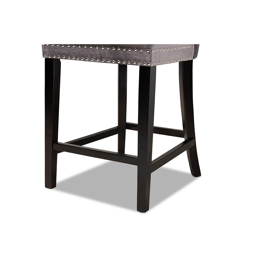 Dark Brown Finished Wood 2-Piece Counter Stool Set. Picture 6