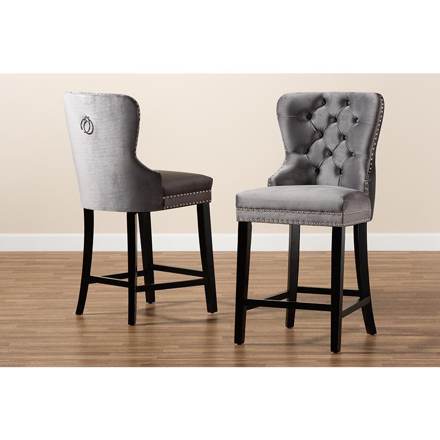 Dark Brown Finished Wood 2-Piece Counter Stool Set. Picture 8
