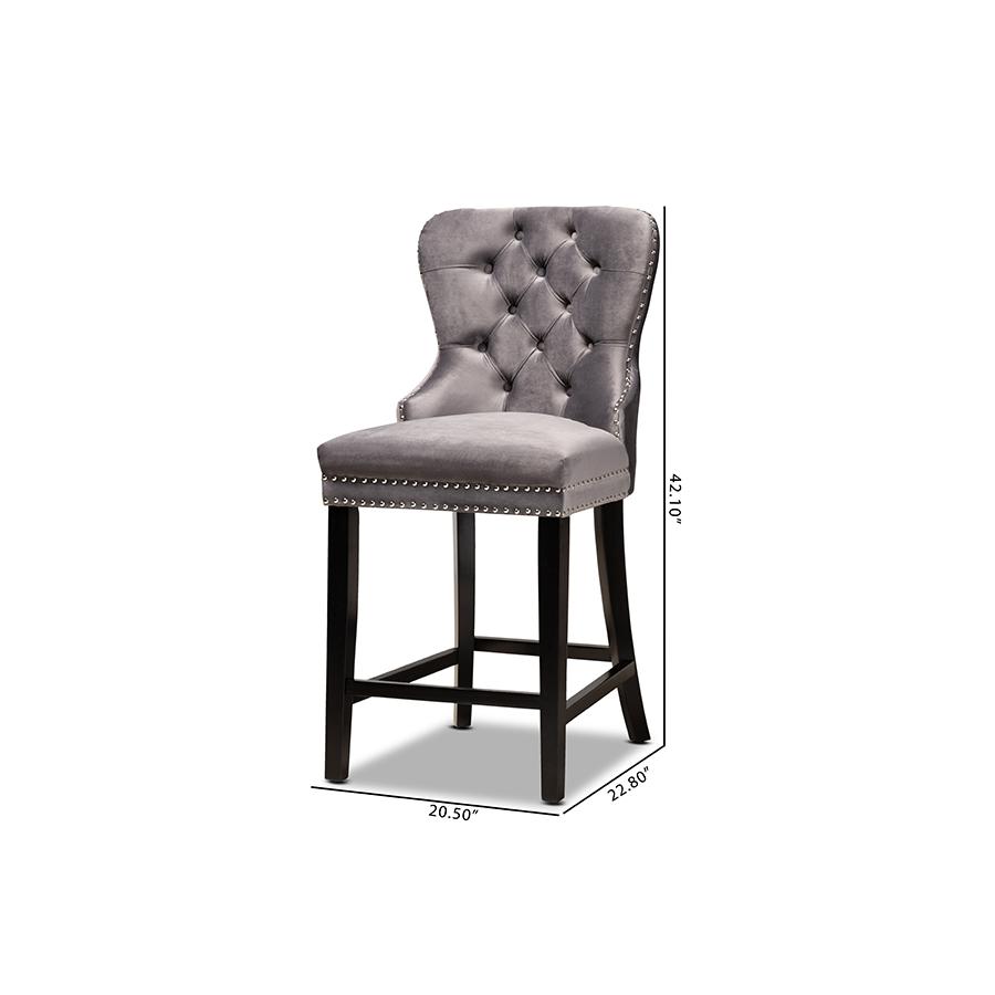 Dark Brown Finished Wood 2-Piece Counter Stool Set. Picture 9