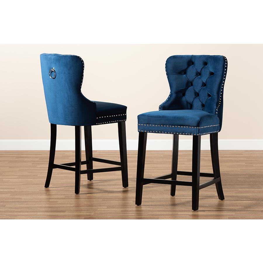 Dark Brown Finished Wood 2-Piece Counter Stool Set. Picture 8