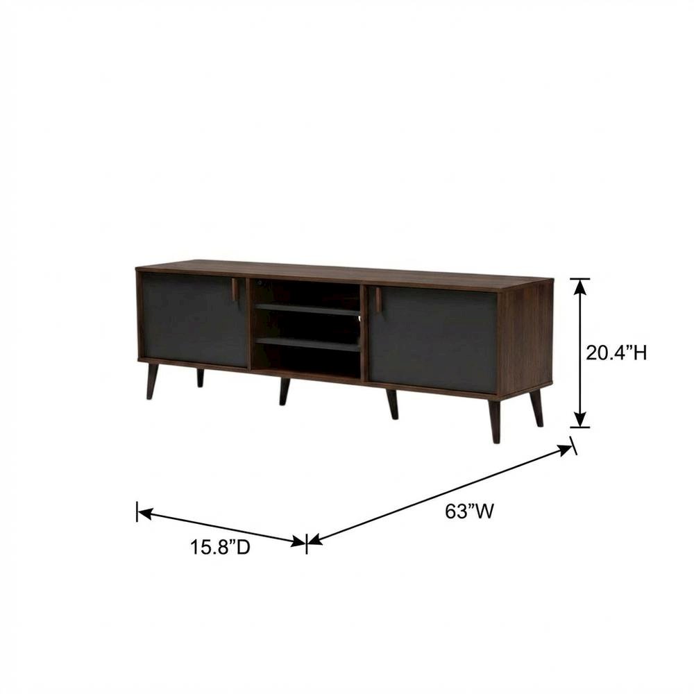 Mid-Century Modern Brown and Dark Grey TV Stand with Particle Board Finish. Picture 7