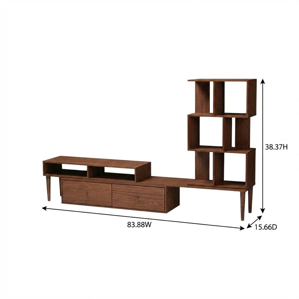 Modern TV Stand with Black Finish, Spacious Storage and Open Shelves. Picture 7