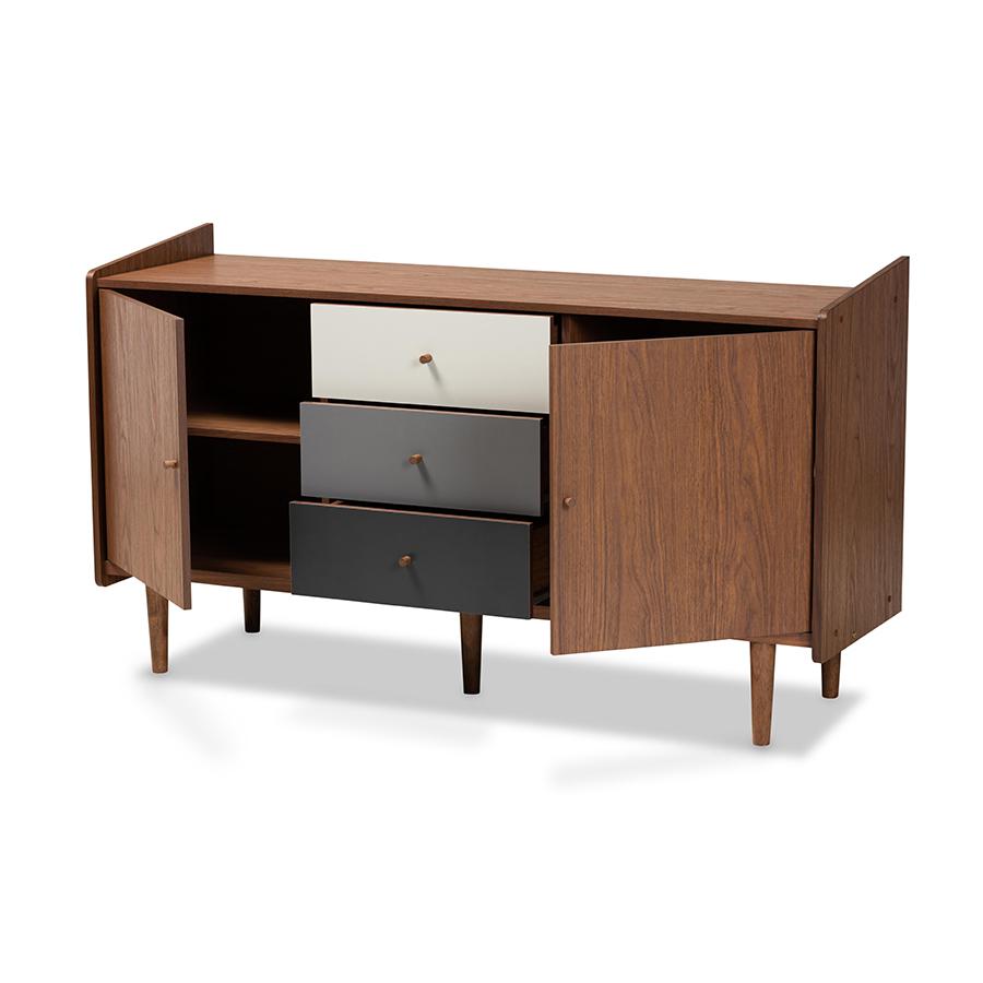 Grey Gradient Finished Wood 2-Door Dining Room Sideboard Buffet. Picture 2