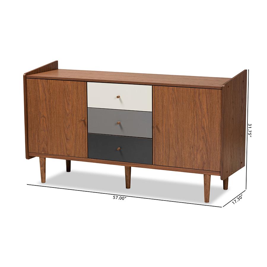 Grey Gradient Finished Wood 2-Door Dining Room Sideboard Buffet. Picture 9
