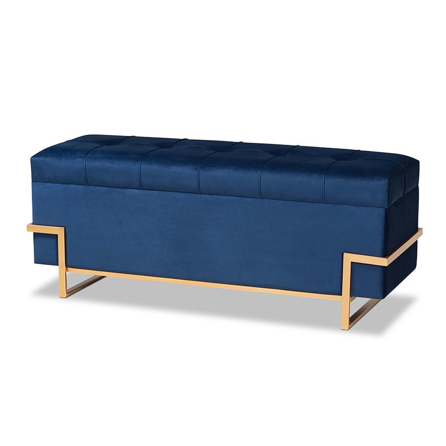 Gold Metal Finished Storage Ottoman. Picture 1