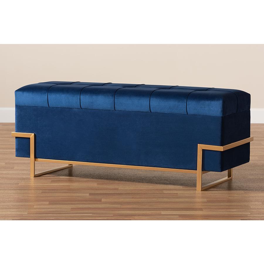 Gold Metal Finished Storage Ottoman. Picture 10