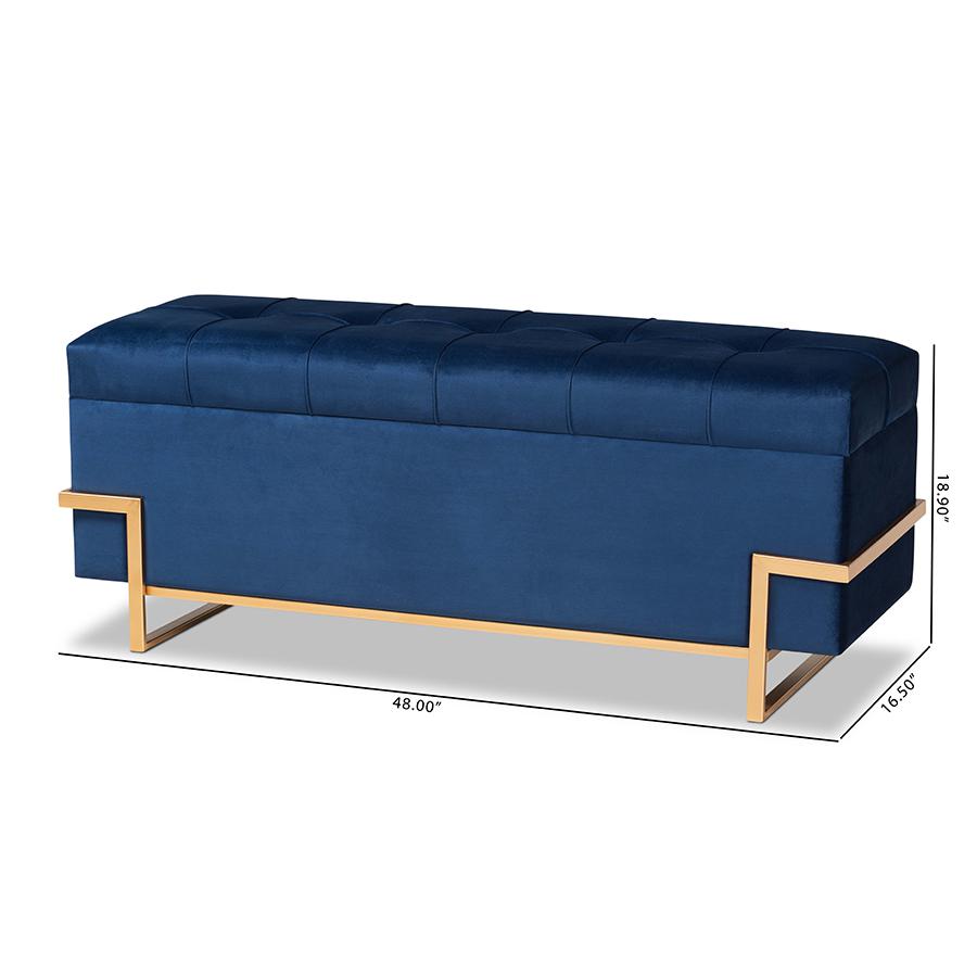 Gold Metal Finished Storage Ottoman. Picture 11
