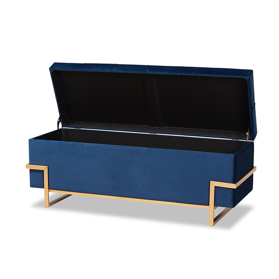 Gold Metal Finished Storage Ottoman. Picture 2
