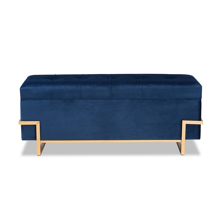 Gold Metal Finished Storage Ottoman. Picture 3