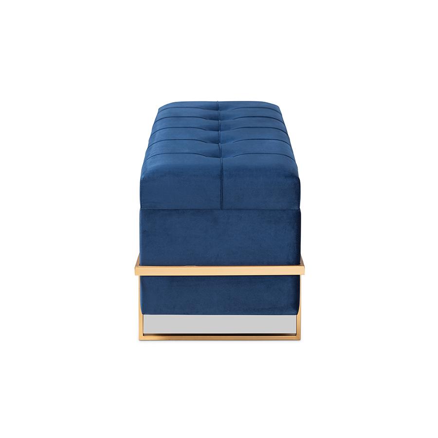 Gold Metal Finished Storage Ottoman. Picture 4