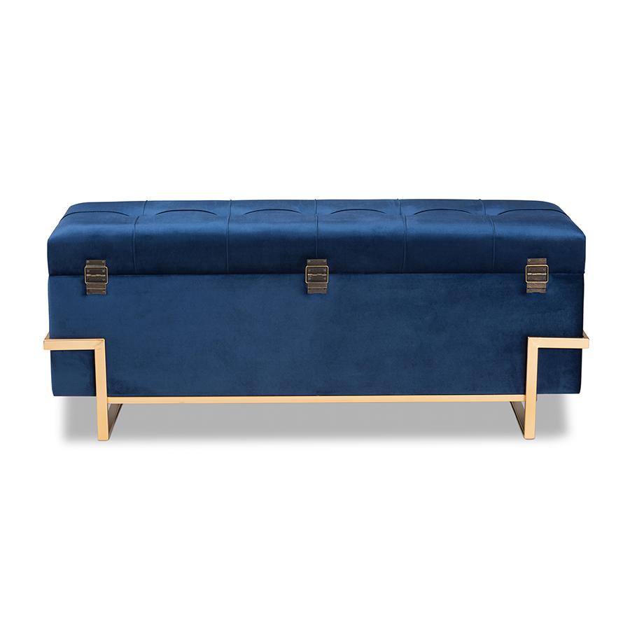 Gold Metal Finished Storage Ottoman. Picture 5