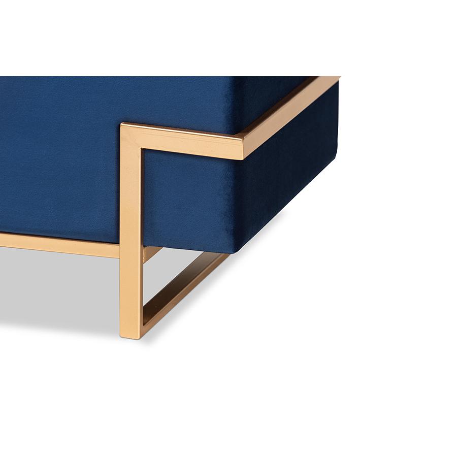 Gold Metal Finished Storage Ottoman. Picture 6