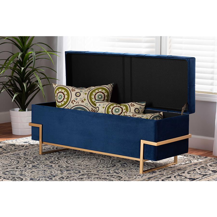 Gold Metal Finished Storage Ottoman. Picture 9