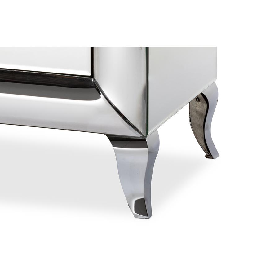 Baxton Studio Pauline Contemporary Glam and Luxe Mirrored 3-Drawer Nightstand. Picture 6
