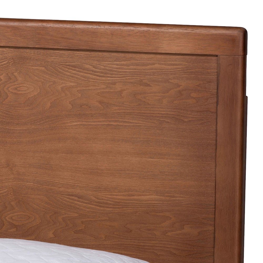 Mid-Century Wood Bed Frame with Panel Headboard and Angled Legs, Full. Picture 5