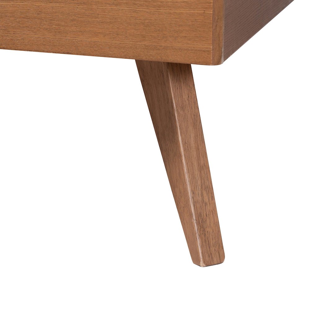 Mid-Century Wood Bed Frame with Panel Headboard and Angled Legs, Full. Picture 6