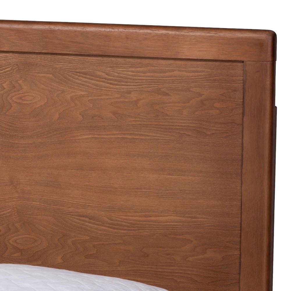 Jiro Platform Bed, Mid-Century Modern Wood Bed Frame with Panel Headboard, Queen. Picture 4