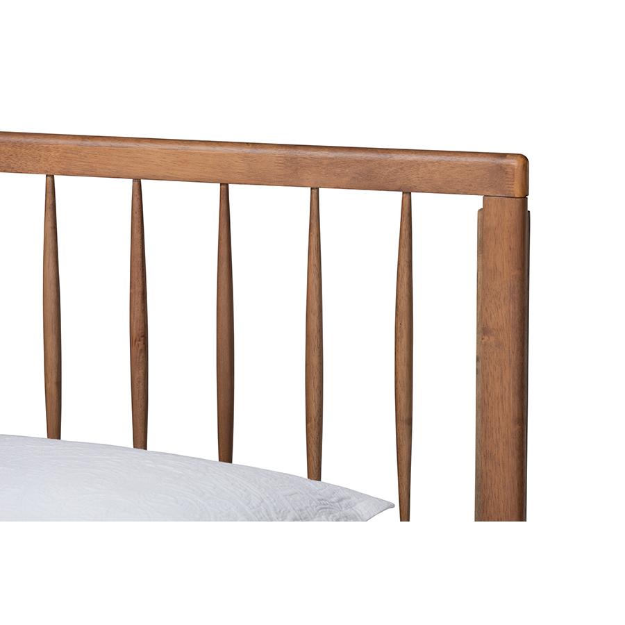 Toru Mid-Century Modern Ash Walnut Finished Wood Twin Size Platform Bed. Picture 4