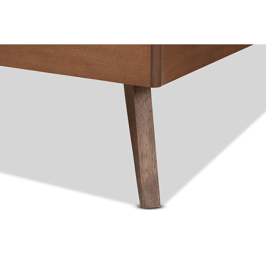 Toru Mid-Century Modern Ash Walnut Finished Wood Twin Size Platform Bed. Picture 5