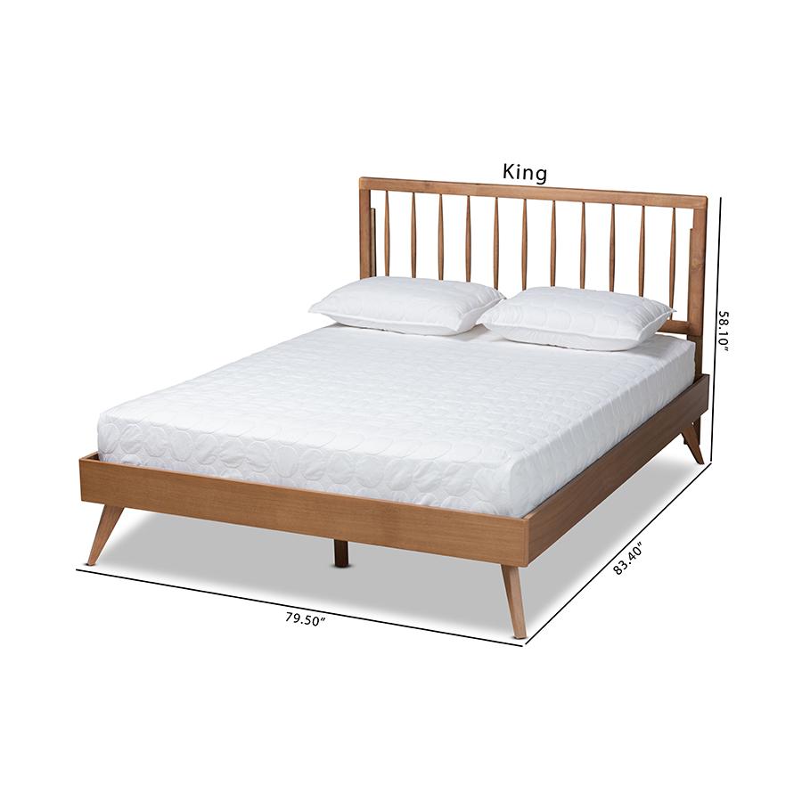 Toru Mid-Century Modern Ash Walnut Finished Wood Full Size Platform Bed. Picture 10