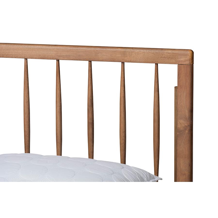 Toru Mid-Century Modern Ash Walnut Finished Wood Full Size Platform Bed. Picture 4