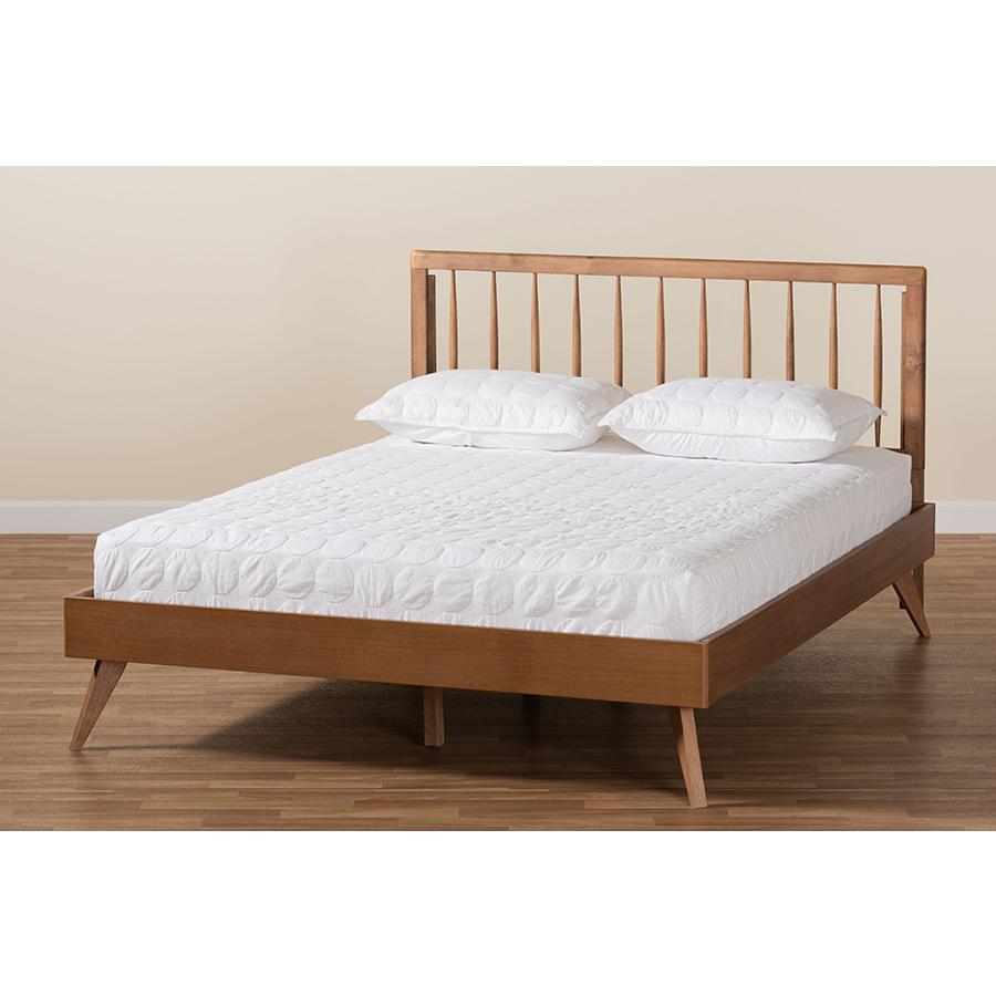 Toru Mid-Century Modern Ash Walnut Finished Wood Full Size Platform Bed. Picture 7