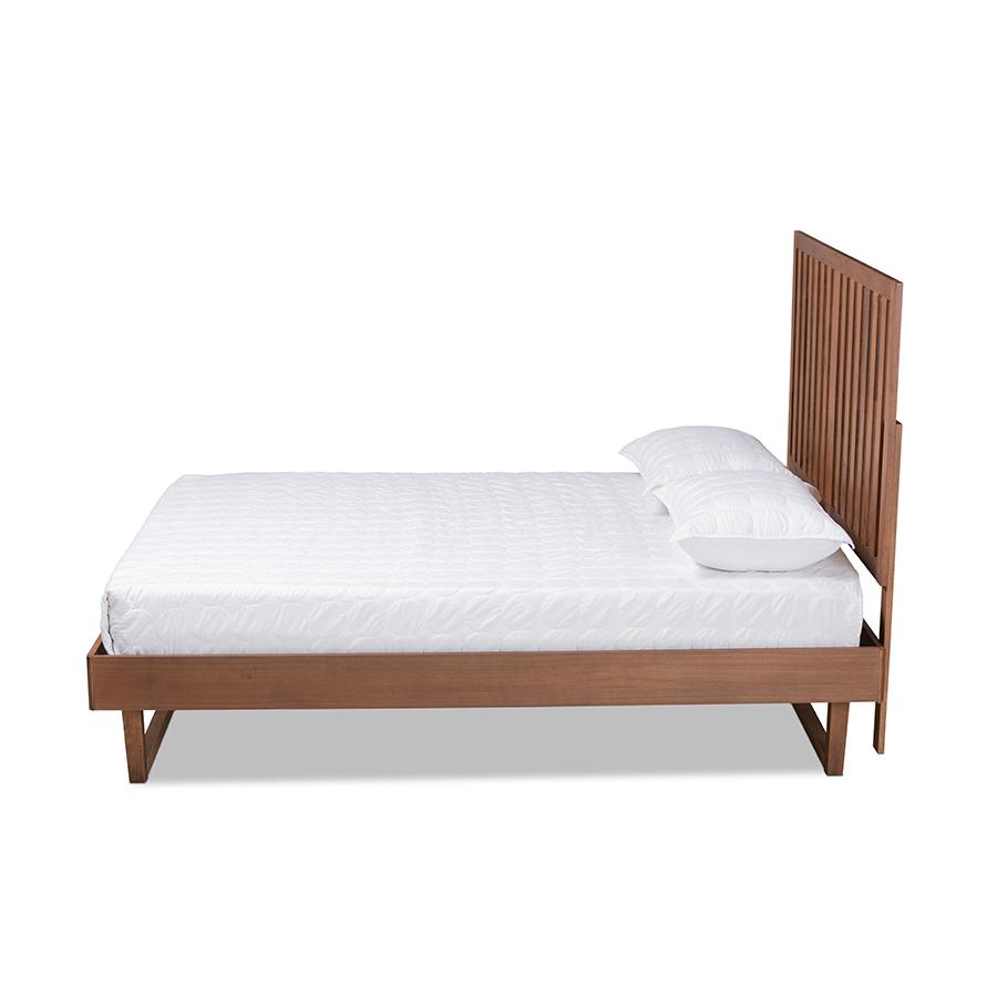 Marin Modern and Contemporary Walnut Brown Finished Wood Full Size Platform Bed. Picture 2