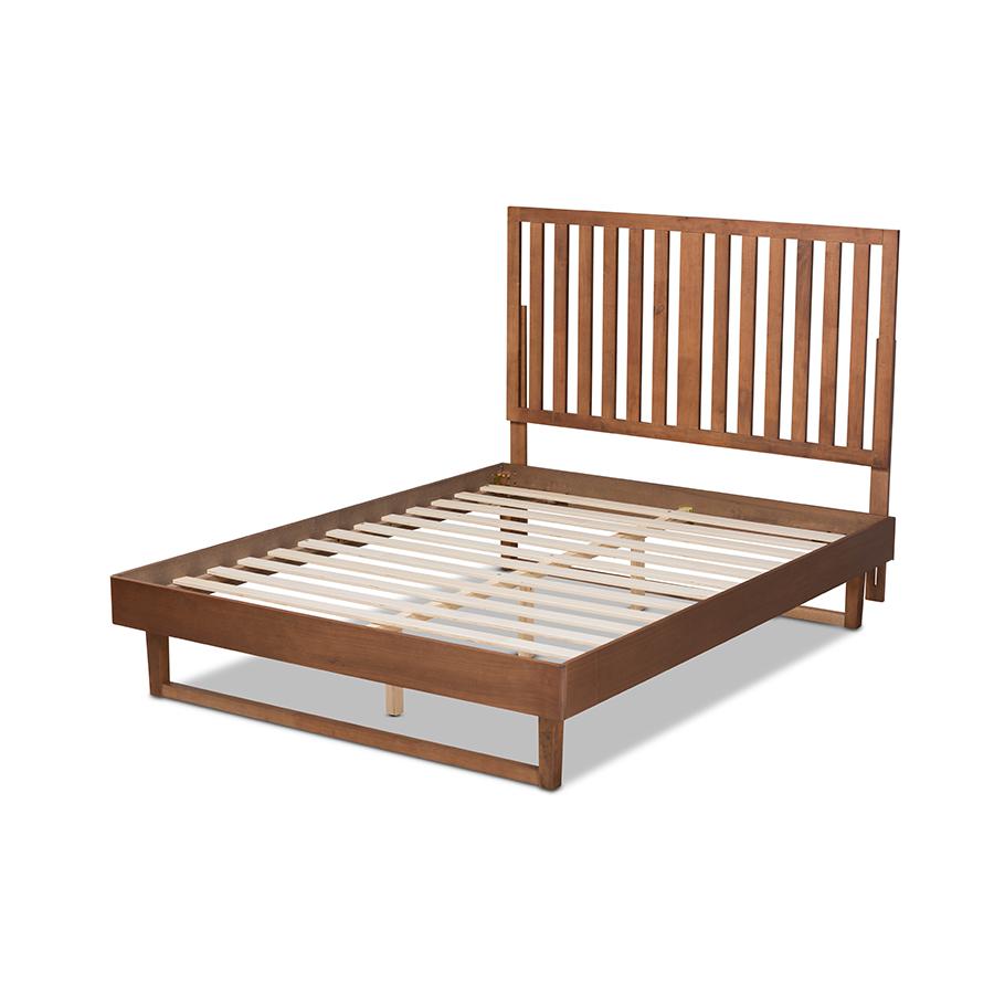 Marin Modern and Contemporary Walnut Brown Finished Wood Full Size Platform Bed. Picture 3