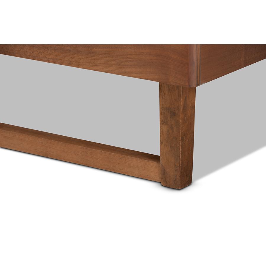 Marin Modern and Contemporary Walnut Brown Finished Wood Full Size Platform Bed. Picture 5