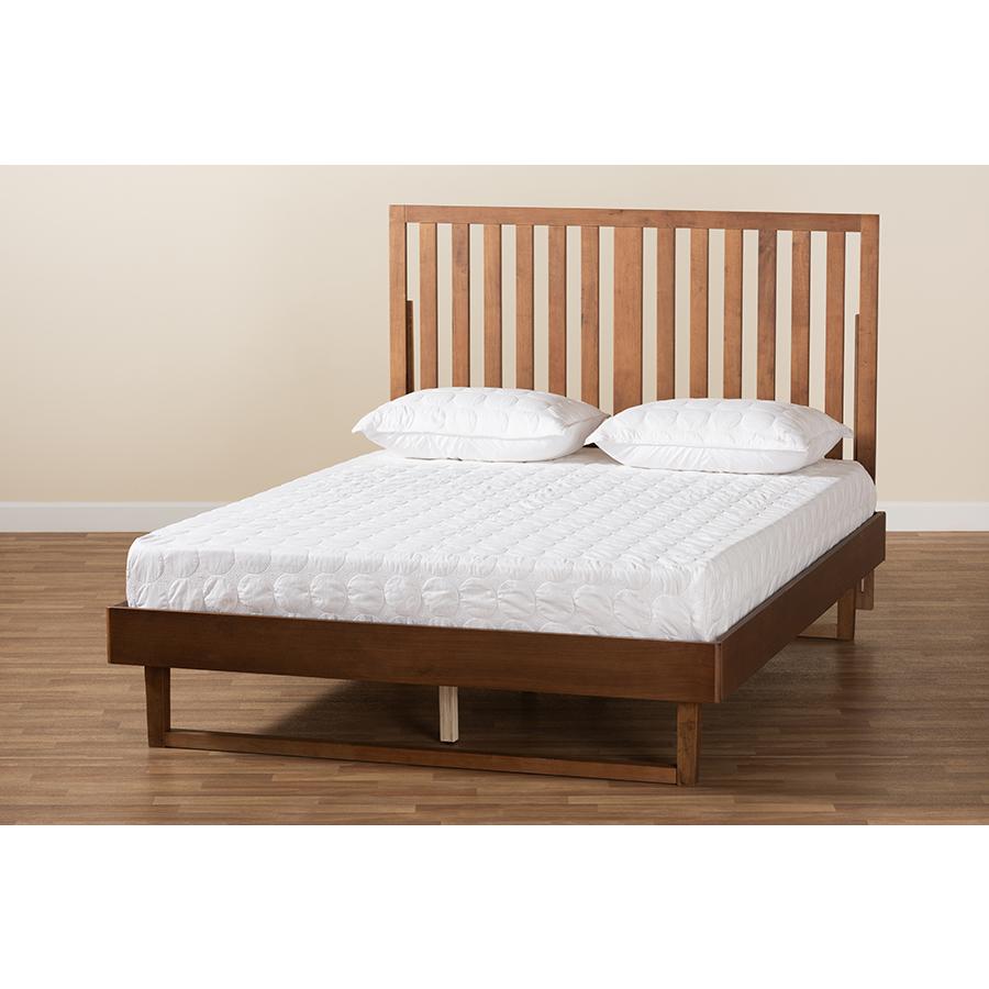 Marin Modern and Contemporary Walnut Brown Finished Wood Full Size Platform Bed. Picture 7