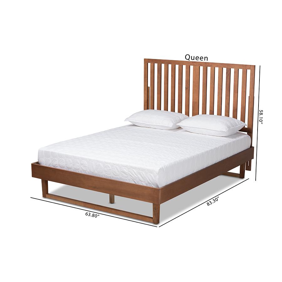 Marin Modern and Contemporary Walnut Brown Finished Wood Full Size Platform Bed. Picture 9
