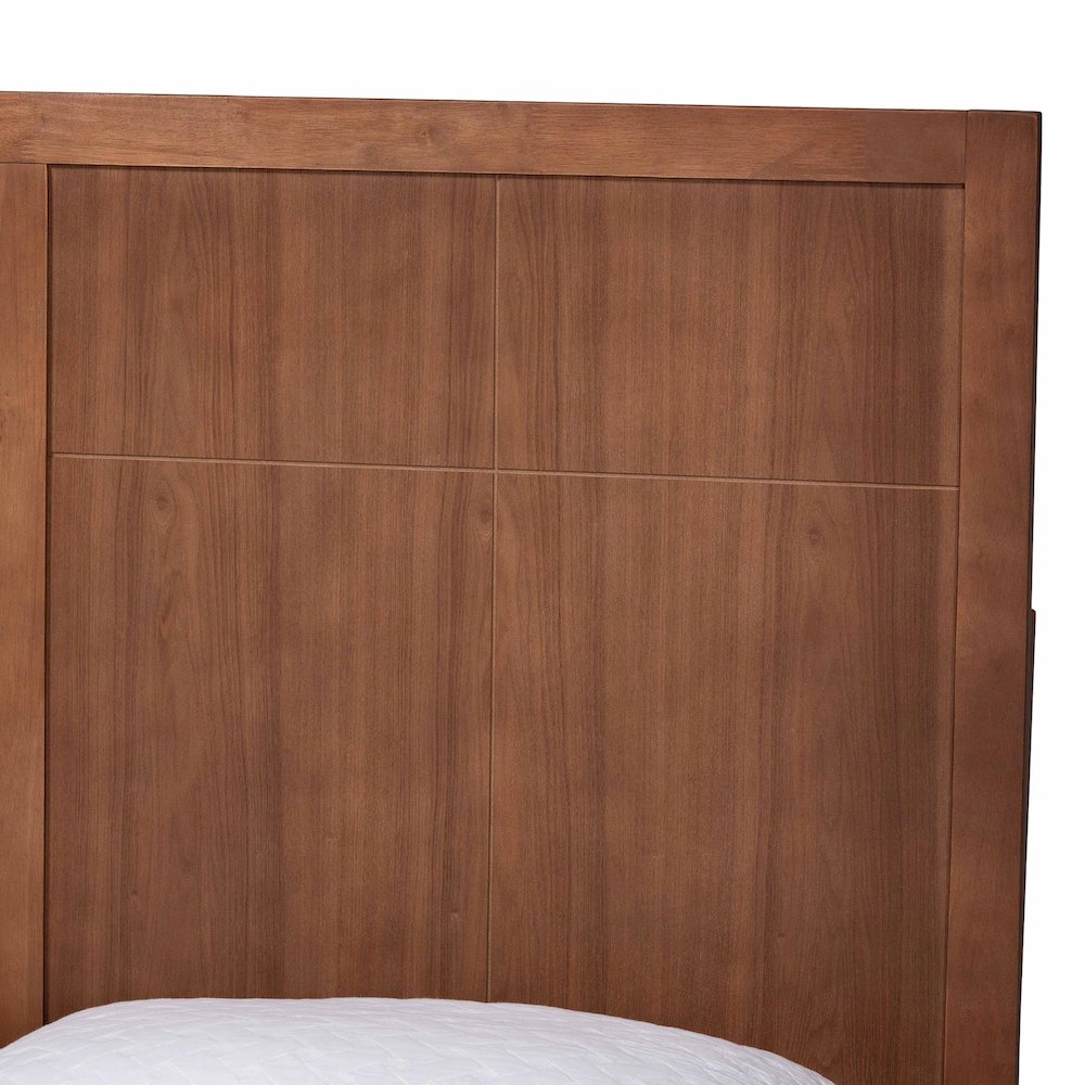 Noela Platform Bed Mid-Century Modern Wood Bed Frame with Panel Headboard, Queen. Picture 4