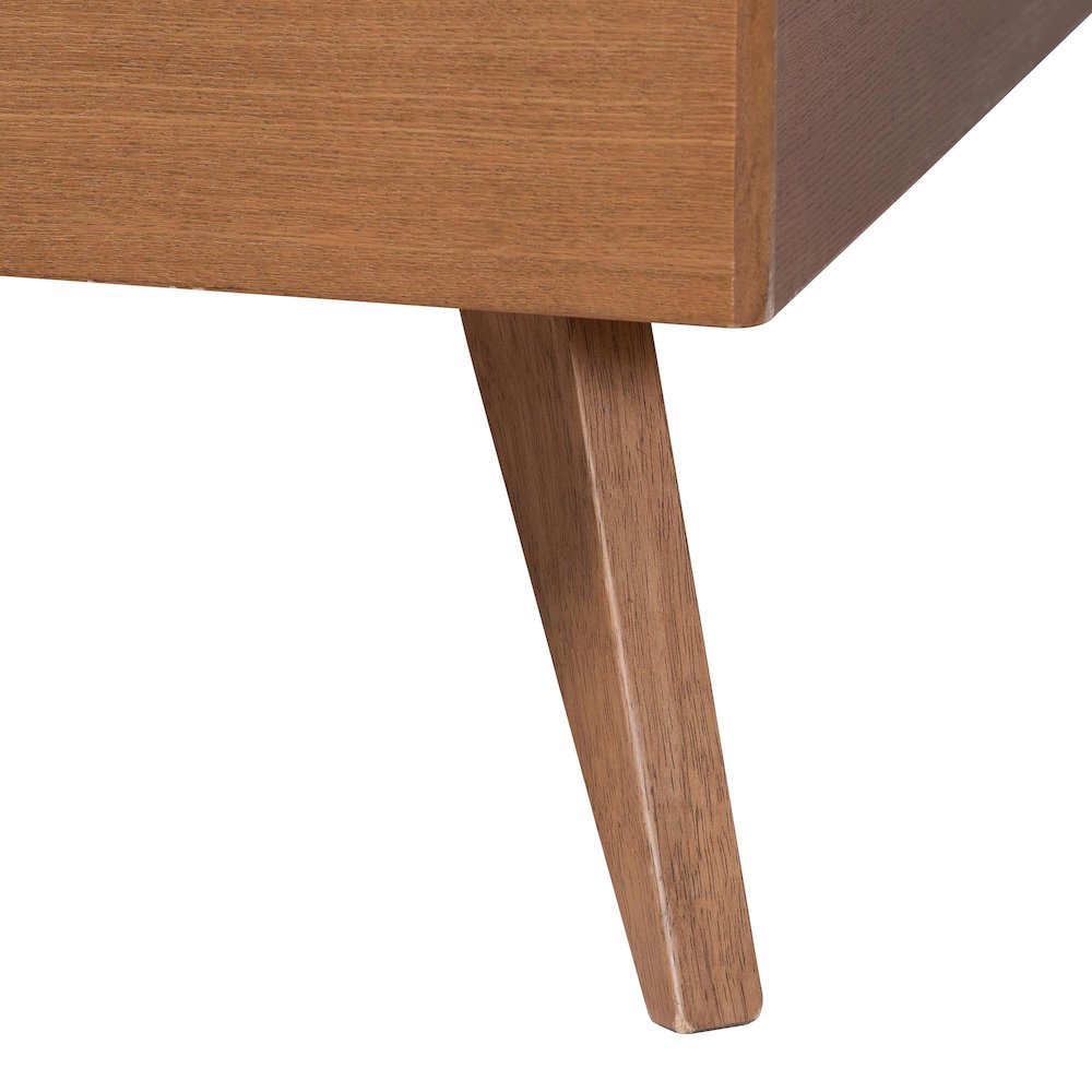 Noela Platform Bed Mid-Century Modern Wood Bed Frame with Panel Headboard, Queen. Picture 5