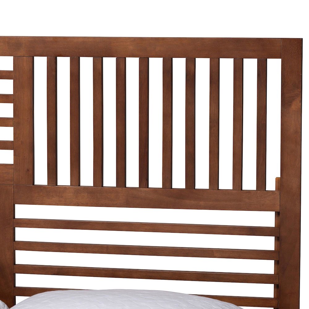 Gemma Platform Bed - Mid-Century Modern Bed Frame with Slatted Headboard, Queen. Picture 4