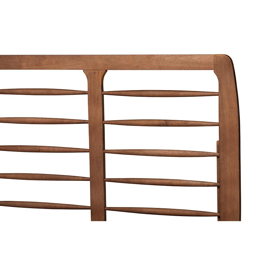 Petra Mid-Century Modern Ash Walnut Finished Wood Full Size Platform Bed. Picture 4