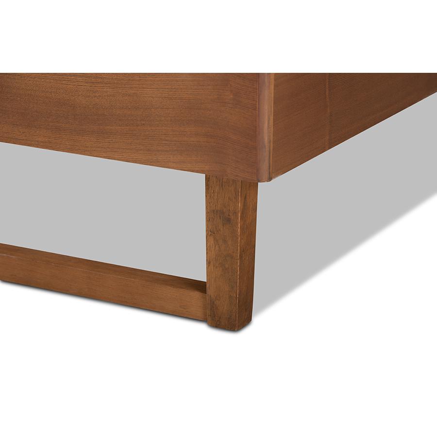 Lucie Modern and Contemporary Walnut Brown Finished Wood Full Size Platform Bed. Picture 5